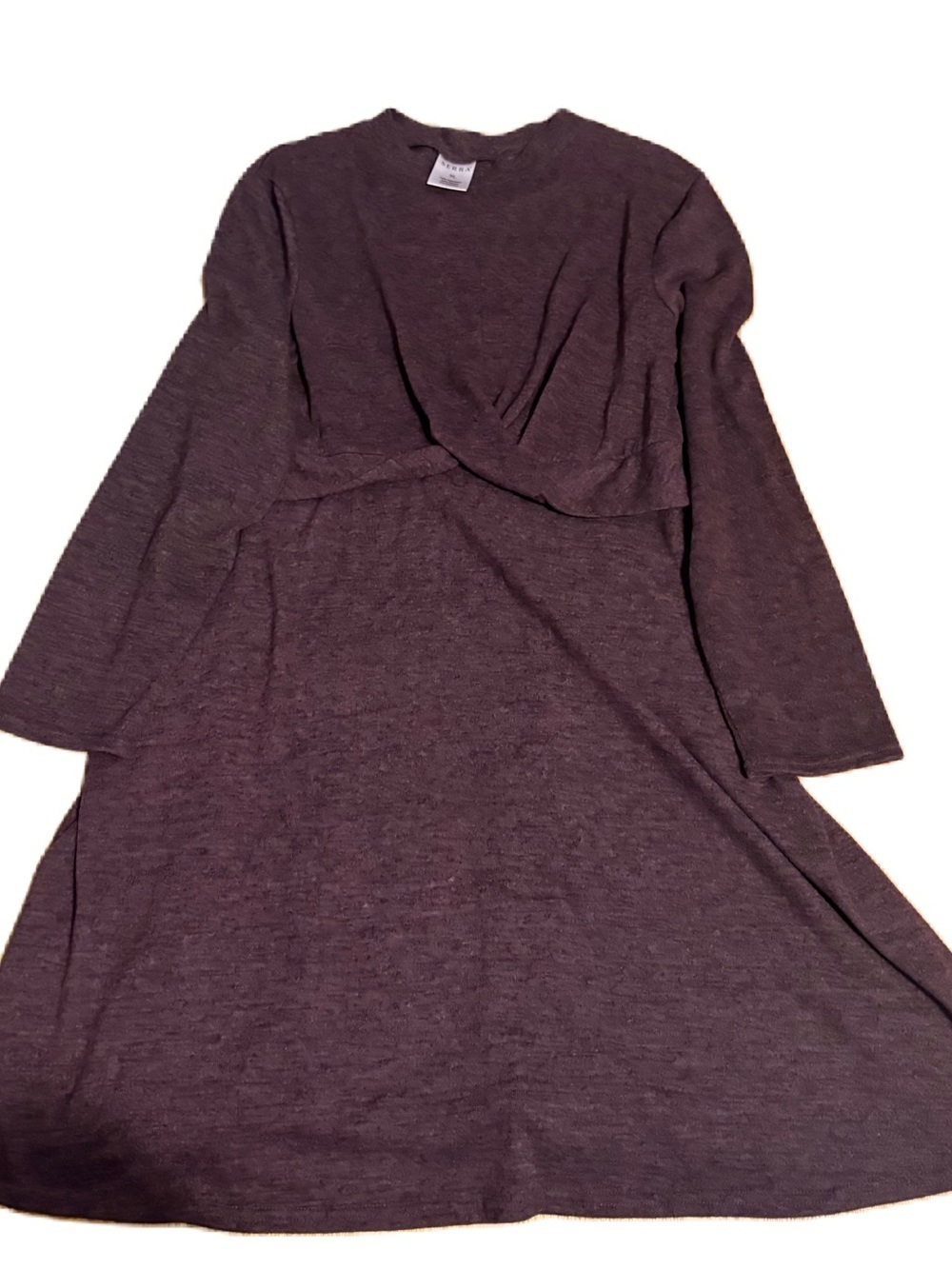 Serra Dark Plum Long Sleeve Knit Dress XL Twist Waist Purple